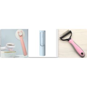 Pet Long-haired Dogknot Comb Double-sided Blade Dog (Option: Pink set6-L)