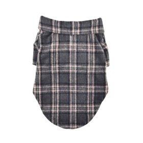 Flannel Dog Shirt (Color: Dark Gray and Pink Plaid, size: X-Large)